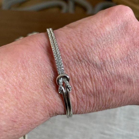 Women's Swarovski Knot Voile Bangle Bracelet - Picture 3 of 7